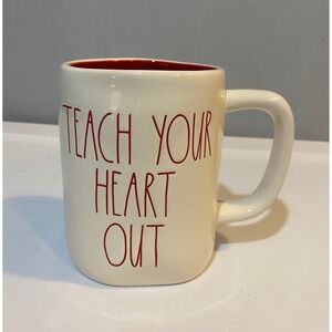 Rae Dunn Teach Your Heart Out Mug Red Interior Artisan Collection Magenta Cerami